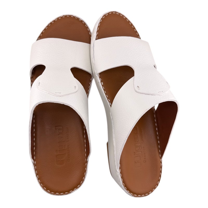 AJYAD Handmade Arabic Sandals For Men | Outdoor Mens Slippers | Everyday Flip Flops Open Toe | Arabic Genuine Shamwa Leather | New Design | Tan Footbed | Comfortable & LightWeight - Image 2
